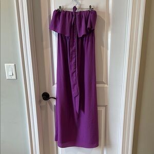 Purple Strapless Maxi Dress Size Small with Belt